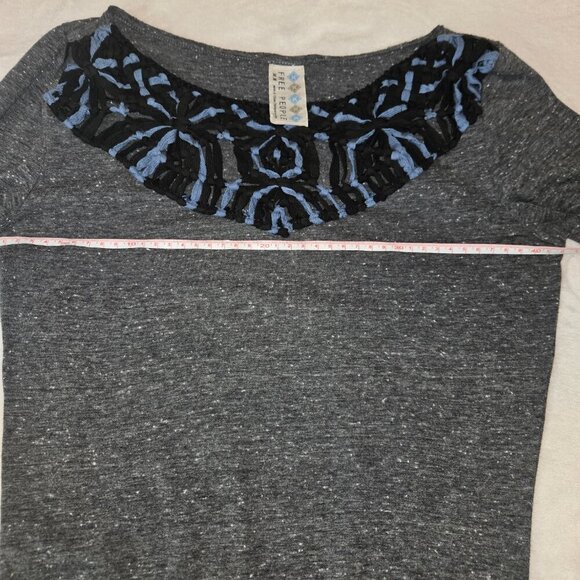 Free People Crochet Trim Asymmetrical Bodycon Grey Dress Size M - Picture 7 of 11